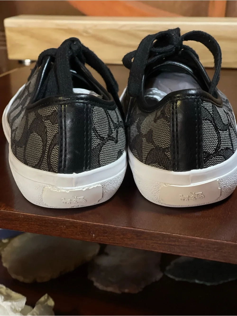 Coach Empire “Clip” Low- Top Sneakers Signature Jacquard canvas Sz6 grey /char
